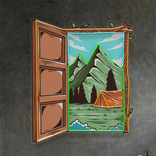 door to mountain Neon Sign