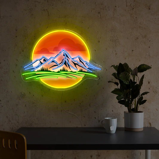 Mountain Sunset Neon Sign