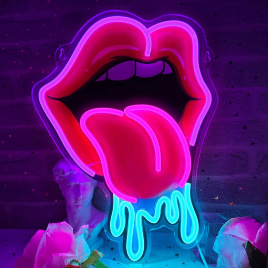 Lip tongue neon sign LED