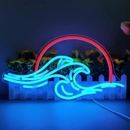 B Sunrise Sunset Neon Sign Wave